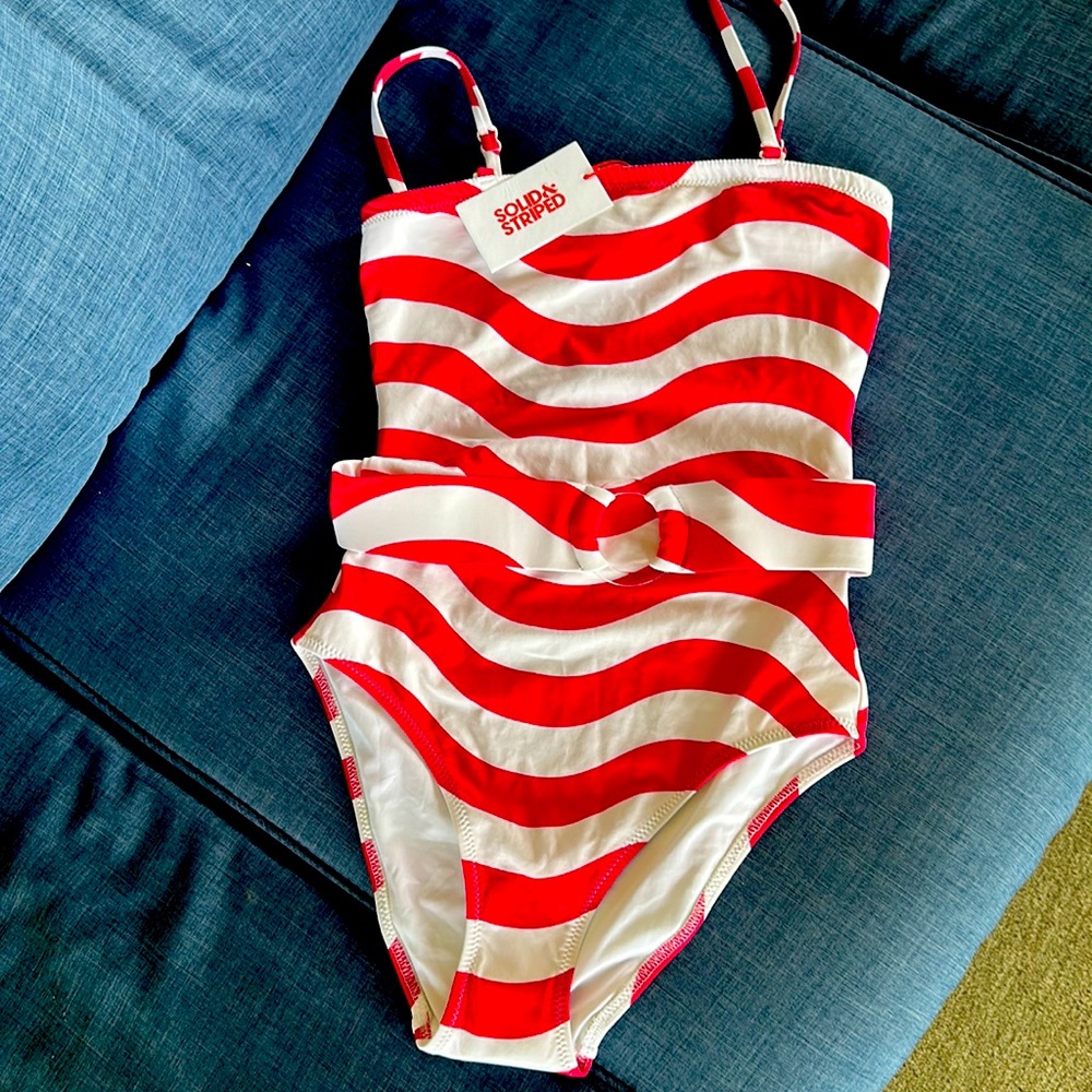 Solid and striped one piece